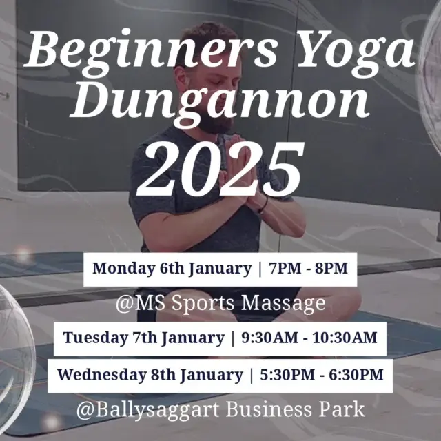 Beginners Yoga in Dungannon starts from Monday 6th January. 
Four weeks for £30.
Please pm me to secure your place or book online on my website 🙏🧘
#yogadungannon #beginnersyoga #yogawithpaddy #dungannon